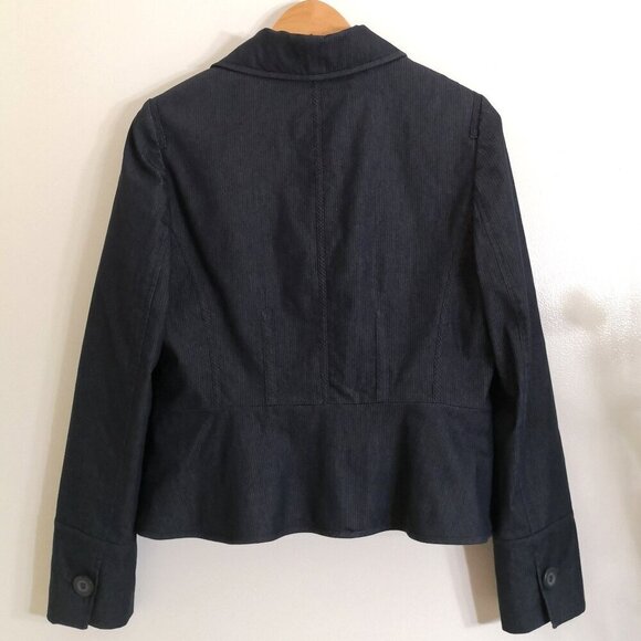 Like New LOFT Cotton Blend Pinstripe Peplum Blazer Black/Gray Size 10 - Picture 4 of 6